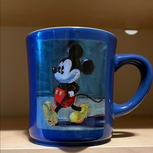 Disney Collectable Blue Ceramic Mickey Mouse Mug with Colorful Character Art
